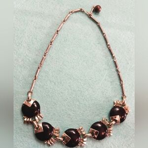 Vintage Coro Thermoset Necklace, Unmarked, Black & Pale Gold